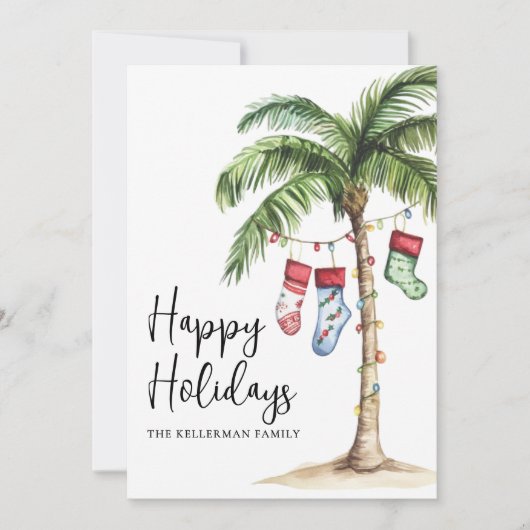 Beach Christmas Happy Feestdagenkaart (Voorkant)