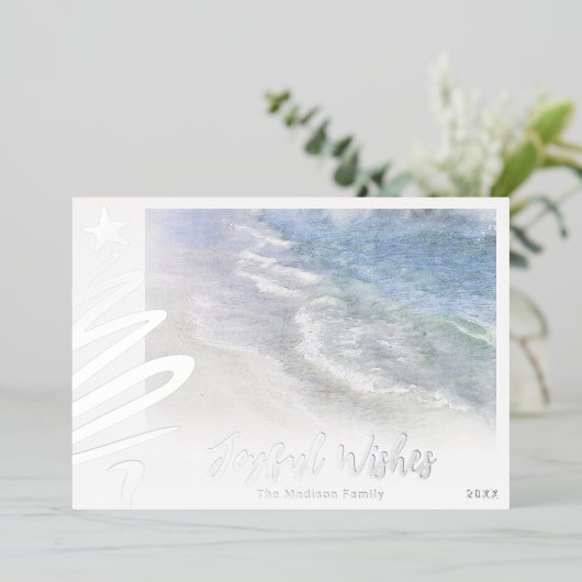 BEACH CHRISTMAS KAART | MODERE KUSTNAUTISCHE KUSTK (Staand Voorkant)