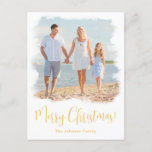 BEACH CHRISTMAS KAART | TROPISCH FOTO-BRIEFKAART<br><div class="desc">Gezinsstrandfoto Kerstmis briefkaart perfect voor elke kustlocatie of vakantiestrand afbeeldingen. Eenvoudig en elegant, dit moderne, minimalistische ontwerp maakt het gemakkelijk om uw familiefoto's te uploaden en het ingebouwde lijst te bekijken en op magische wijze de bekleding van het schilderij om te zetten in een modern, vrij vormig portret van de...</div>