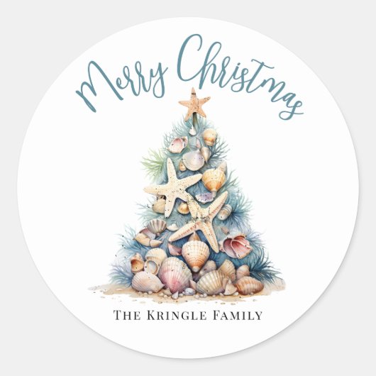 Beach Christmas Ronde Sticker (Voorkant)
