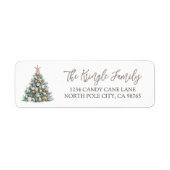 Beach Christmas Tree Return Address Etiket (Voorkant)