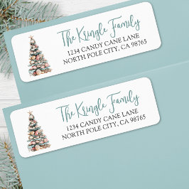Beach Christmas Tree Return Address Etiket