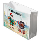 Beach Christmas with Surfer Santa Barbecue Groot Cadeauzakje (Voorkant Gekanteld)