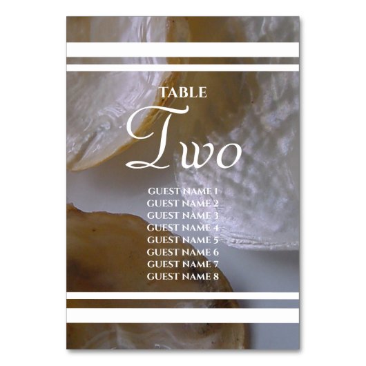 Beach Clams Wedding Guest Names Kaart (Voorkant)