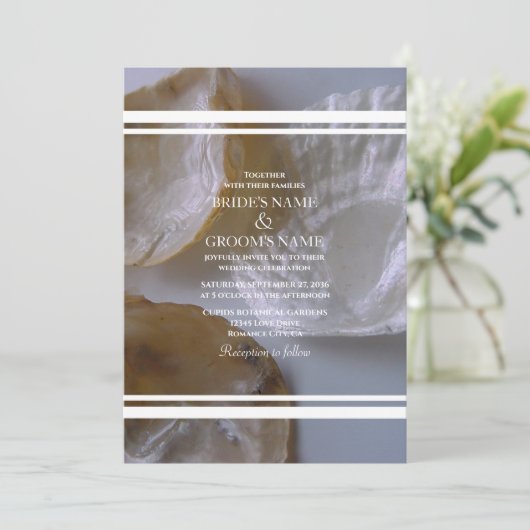 Beach Clams Wedding Invitations Kaart (Staand voorkant)