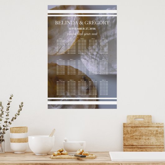 Beach Clams Wedding Seating Chart Poster (Keuken)