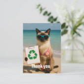 Beach Cleanup bedankkaart voor Cat Lovers Briefkaart (Staand voorkant)