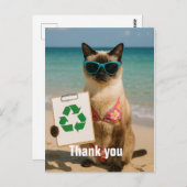 Beach Cleanup bedankkaart voor Cat Lovers Briefkaart (Voorkant / Achterkant)