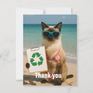 Beach Cleanup bedankkaart voor Cat Lovers Briefkaart