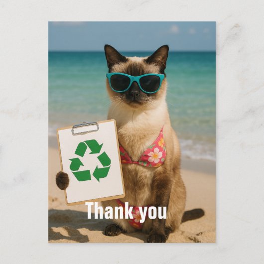 Beach Cleanup bedankkaart voor Cat Lovers Briefkaart (Voorkant)