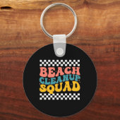 Beach Cleanup Squad Groovy Retro Design voor de Aa Sleutelhanger (Voorkant)