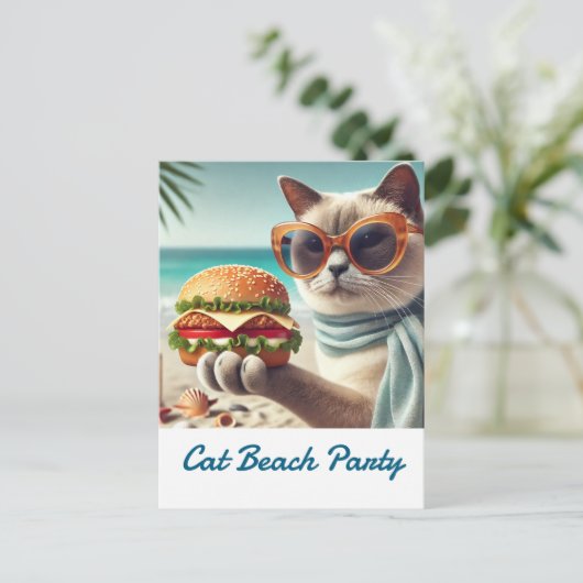 Beach Cleanup thank you card for Cat Lovers Briefkaart (Staand voorkant)