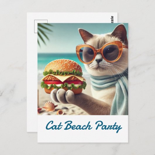 Beach Cleanup thank you card for Cat Lovers Briefkaart (Voorkant / Achterkant)