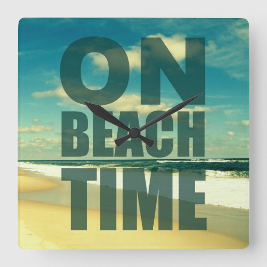 BEACH ClOCK MET GEZEGDE Vierkante Klok (Voorkant)