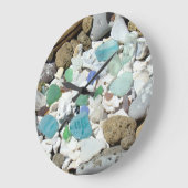 Beach Clocks Blue Green Zee Glass Seashells giften Grote Klok (Hoek)