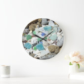 Beach Clocks Blue Green Zee Glass Seashells giften Grote Klok (Huis)
