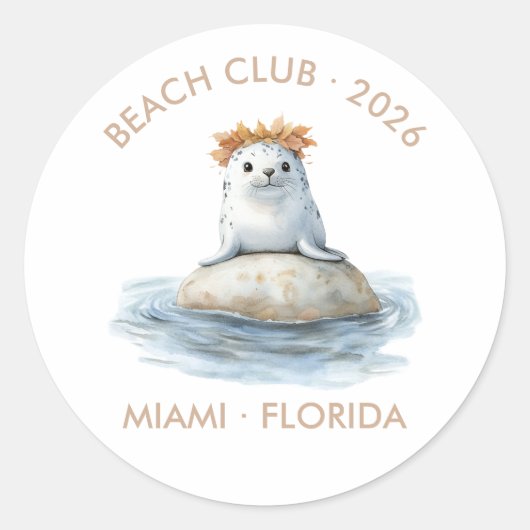 Beach Club Autumn - Fall Coastal Chic Ronde Sticker (Voorkant)
