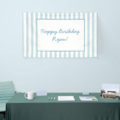 Beach Club Cabana Blue Stripe Verjaardag Aangepast Spandoek (Beurs)