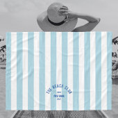 Beach Club Crest Blue Cabana Stripe Monogram Fleece Deken