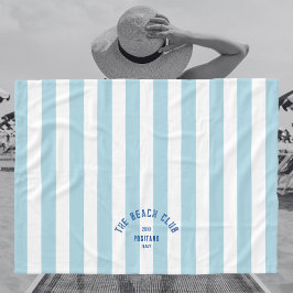 Beach Club Crest Blue Cabana Stripe Monogram Fleece Deken