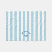 Beach Club Crest Blue Cabana Stripe Monogram Fleece Deken (Voorkant (Horizontaal))