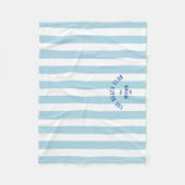 Beach Club Crest Blue Cabana Stripe Monogram Fleece Deken (Voorkant)