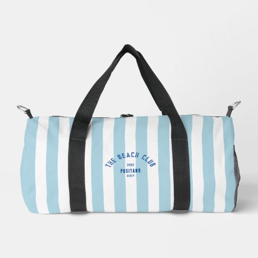 Beach Club Crest Blue Cabana Stripe Monogram Plunjezak (Voorkant)