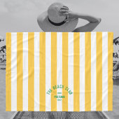 Beach Club Crest Gele Cabana Streep Monogram Fleece Deken