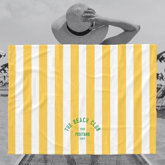 Beach Club Crest Gele Cabana Streep Monogram Fleece Deken