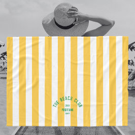 Beach Club Crest Gele Cabana Streep Monogram Fleece Deken