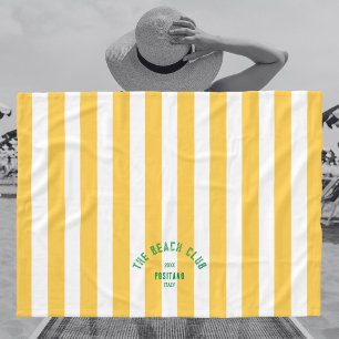 Beach Club Crest Gele Cabana Streep Monogram Fleece Deken