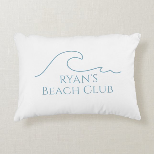 Beach Club Gestreepte Cabana Aangepaste Naam Accent Kussen (Voorkant)