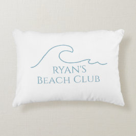 Beach Club Stripe Cabana Custom Name Accent Kussen