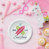 Beach Club Surfen papier borden Papieren Bordje (Feest)
