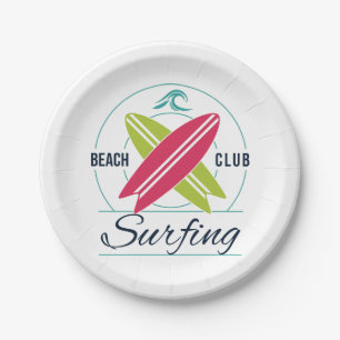 Beach Club Surfen papier borden Papieren Bordje