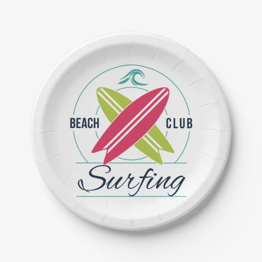Beach Club Surfen papier borden Papieren Bordje (Voorkant)