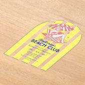 Beach Club Yellow Cabana Stripe Verjaardagsfeest Acryl Uitnodigingen (Laagn)