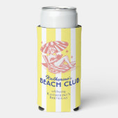 Beach Club Yellow Cabana Stripe Verjaardagsfeest Seltzer Blikjeskoeler (Seltzer Voorkant)