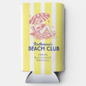 Beach Club Yellow Cabana Stripe Verjaardagsfeest Seltzer Blikjeskoeler (Voorkant)