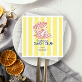 Beach Club Yellow Cabana Stripe Verjaardagsfeest Servet