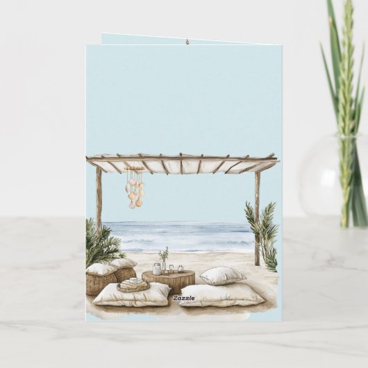 Beach Coast Ocean Sea Shells Birthday Kaart (Achterkant)