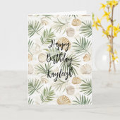 Beach Coast Ocean Sea Shells Birthday Kaart (Gele Bloem)