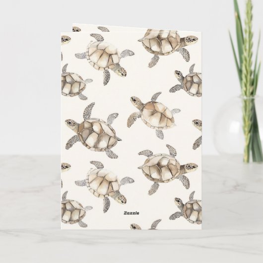 Beach Coast Ocean Sea Turtles Birthday Kaart (Achterkant)