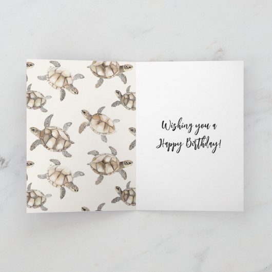 Beach Coast Ocean Sea Turtles Birthday Kaart (Binnen)
