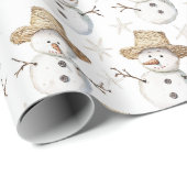 Beach Coast Snowman Kerstmis Cadeaupapier (Rol Hoek)