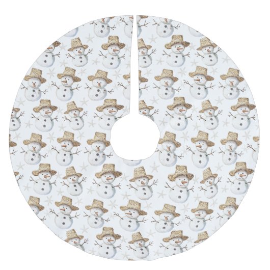 Beach Coast Snowman Kerstmis Kerstboom Rok (Voorkant)