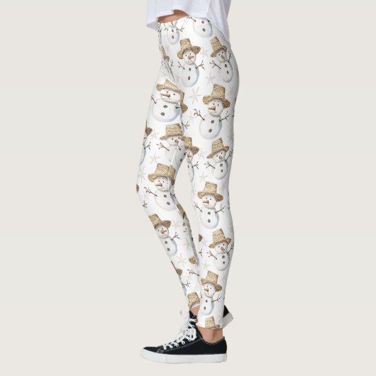 Beach Coast Snowman Kerstmis Leggings (Links)