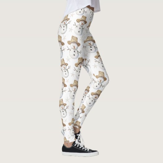 Beach Coast Snowman Kerstmis Leggings (Rechts)