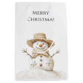 Beach Coast Snowman Kerstmis Medium Cadeauzakje (Voorkant)