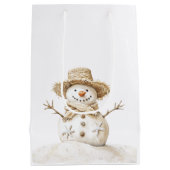 Beach Coast Snowman Kerstmis Medium Cadeauzakje (Achterkant)